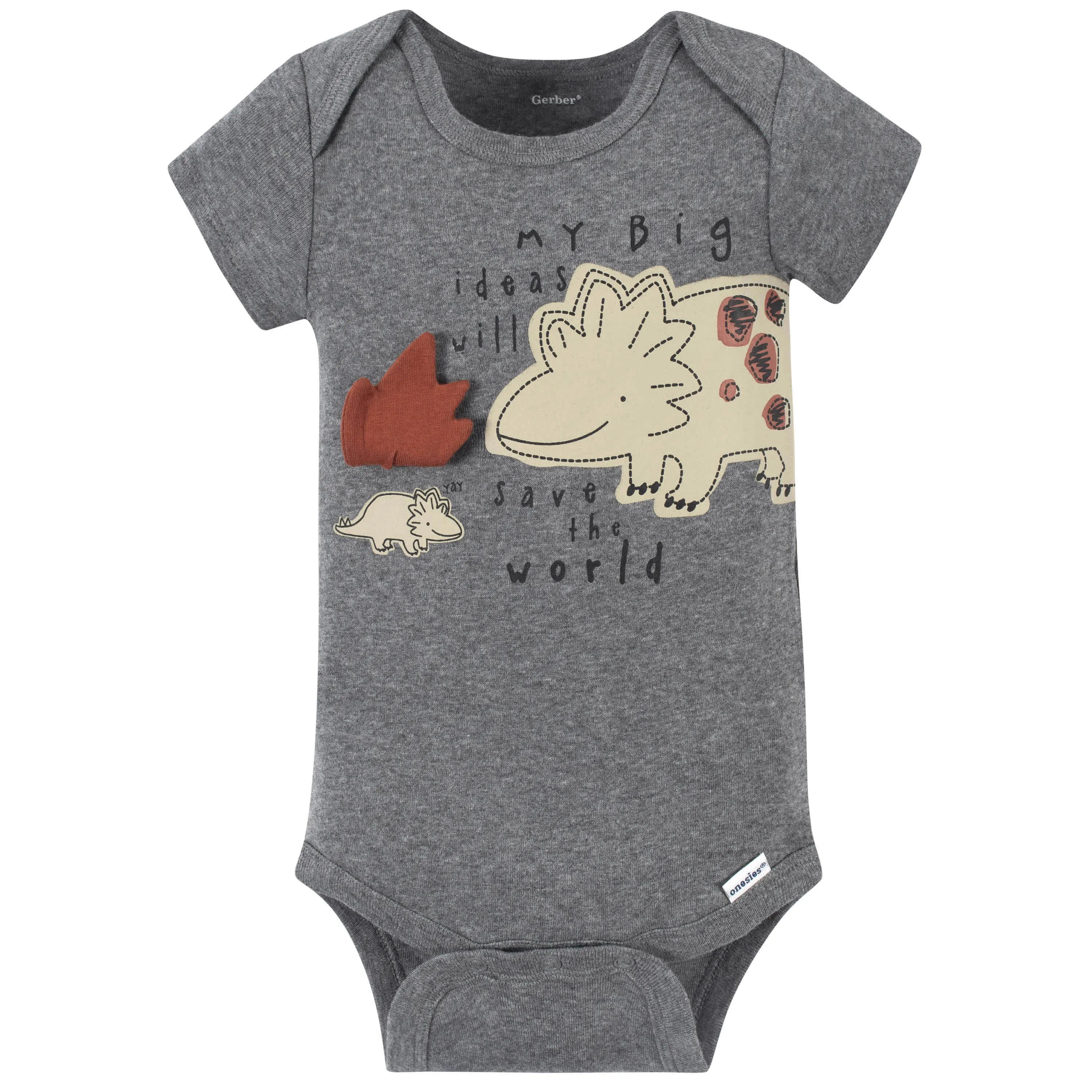 4-Pack Baby Boys Dino Short Sleeve Onesies Bodysuits Gerber Childrenswea
