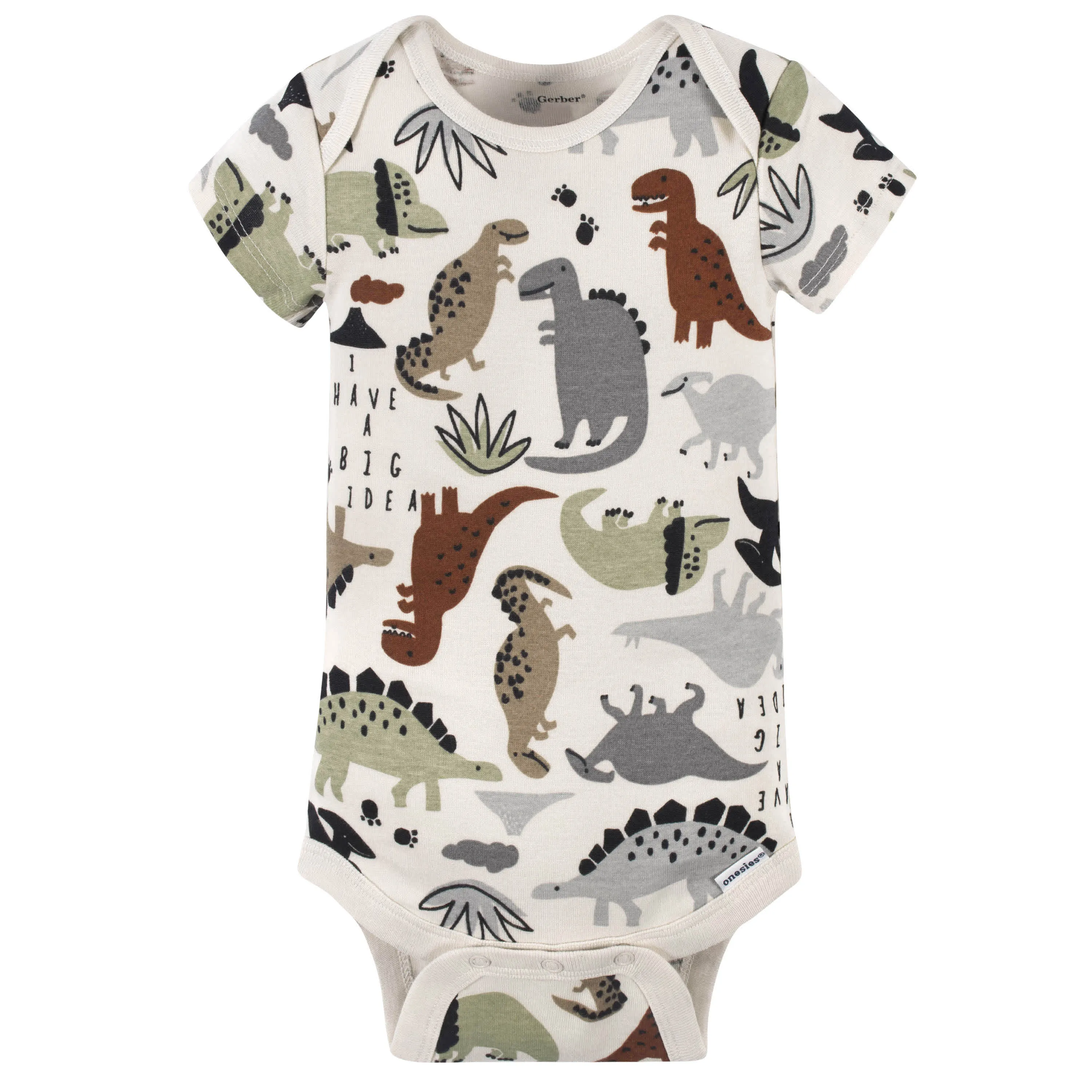 4-Pack Baby Boys Dino Short Sleeve Onesies Bodysuits Gerber Childrenswea