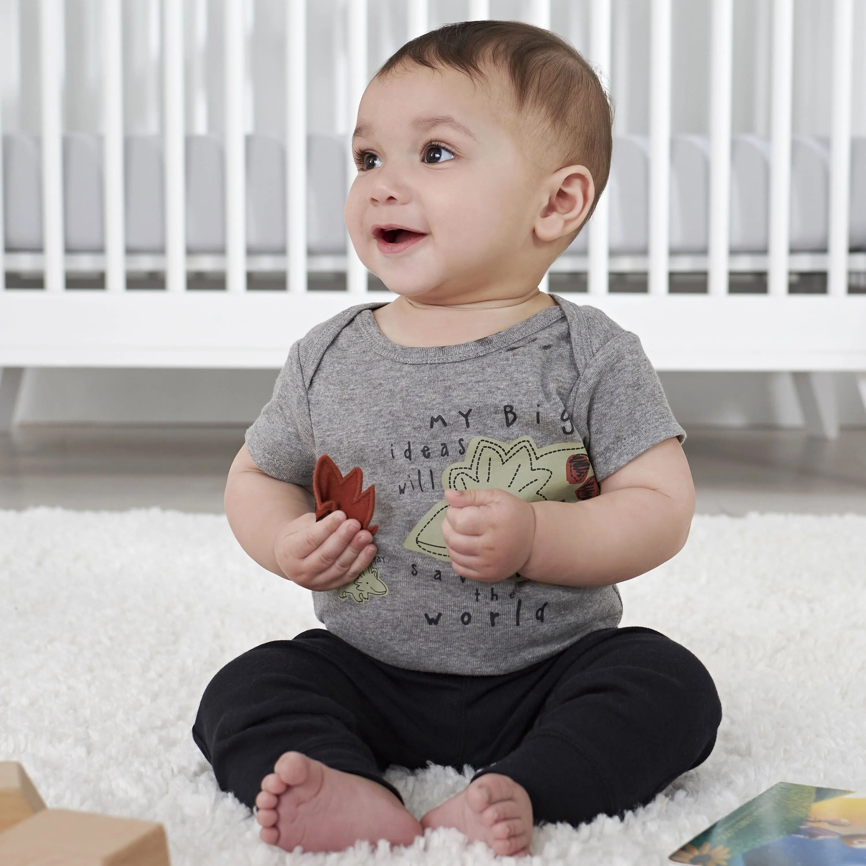 4-Pack Baby Boys Dino Short Sleeve Onesies Bodysuits Gerber Childrenswea