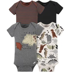 4-Pack Baby Boys Dino Short Sleeve Onesies Bodysuits Gerber Childrenswea