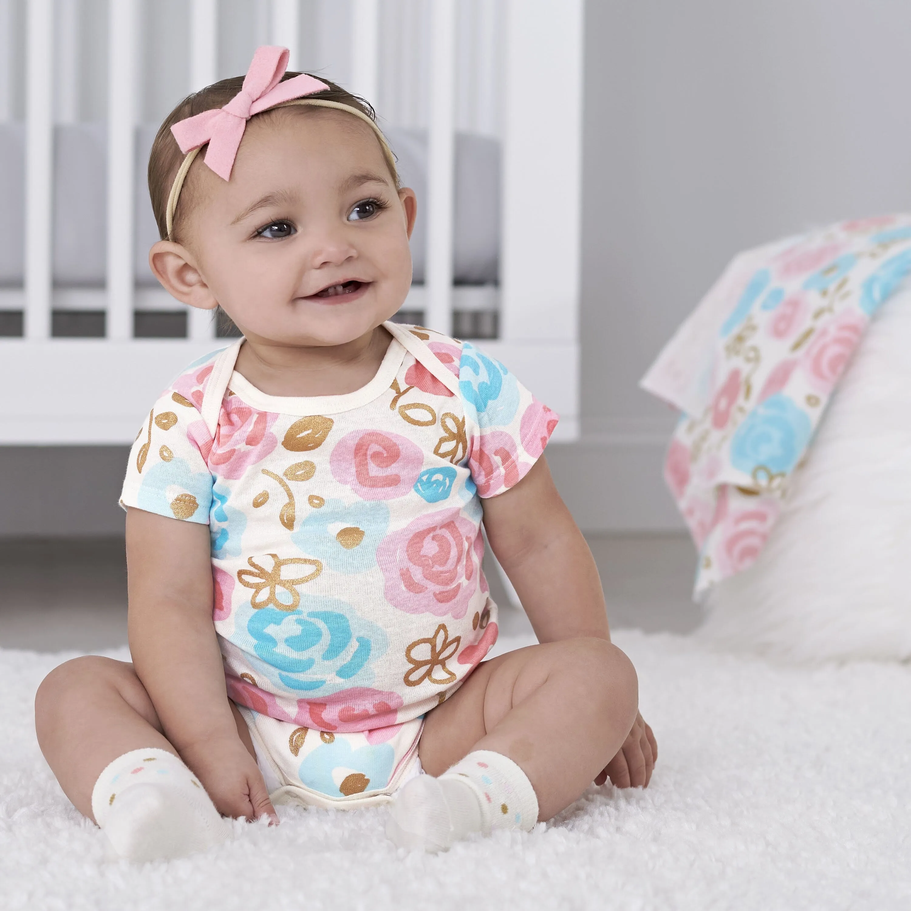 4-Pack Baby Girls Princess Short Sleeve Onesies Bodysuits Gerber Childrenswea