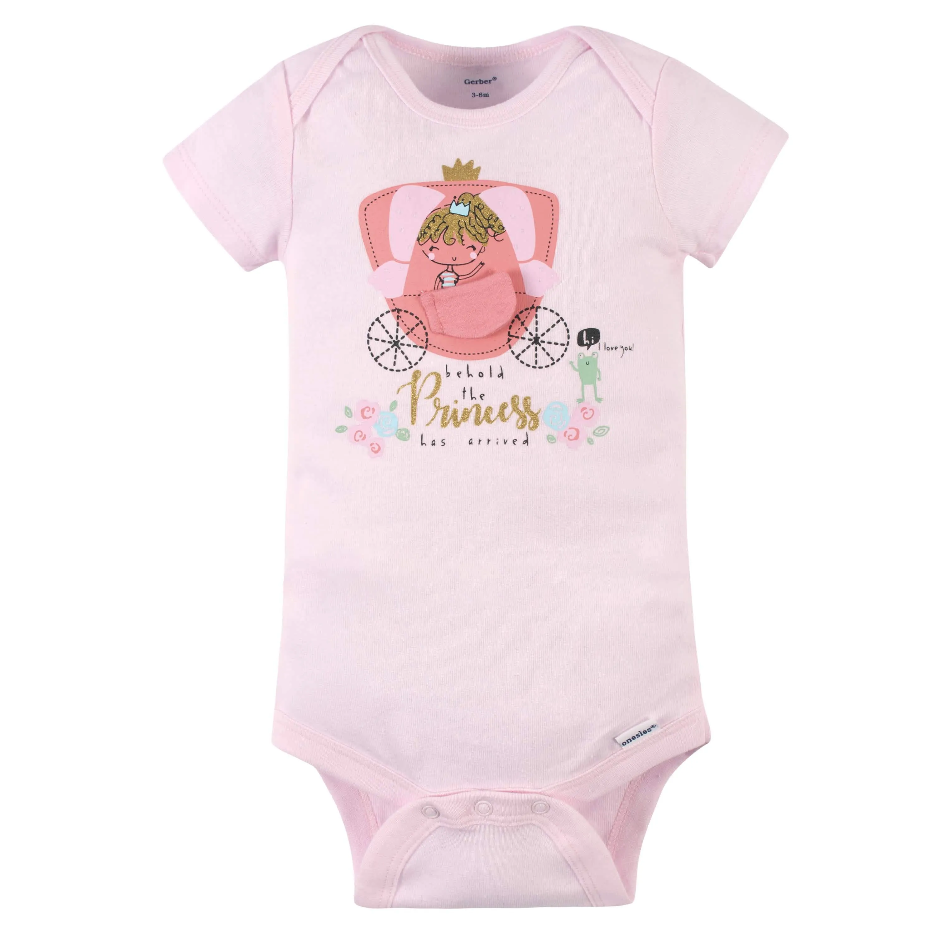 4-Pack Baby Girls Princess Short Sleeve Onesies Bodysuits Gerber Childrenswea