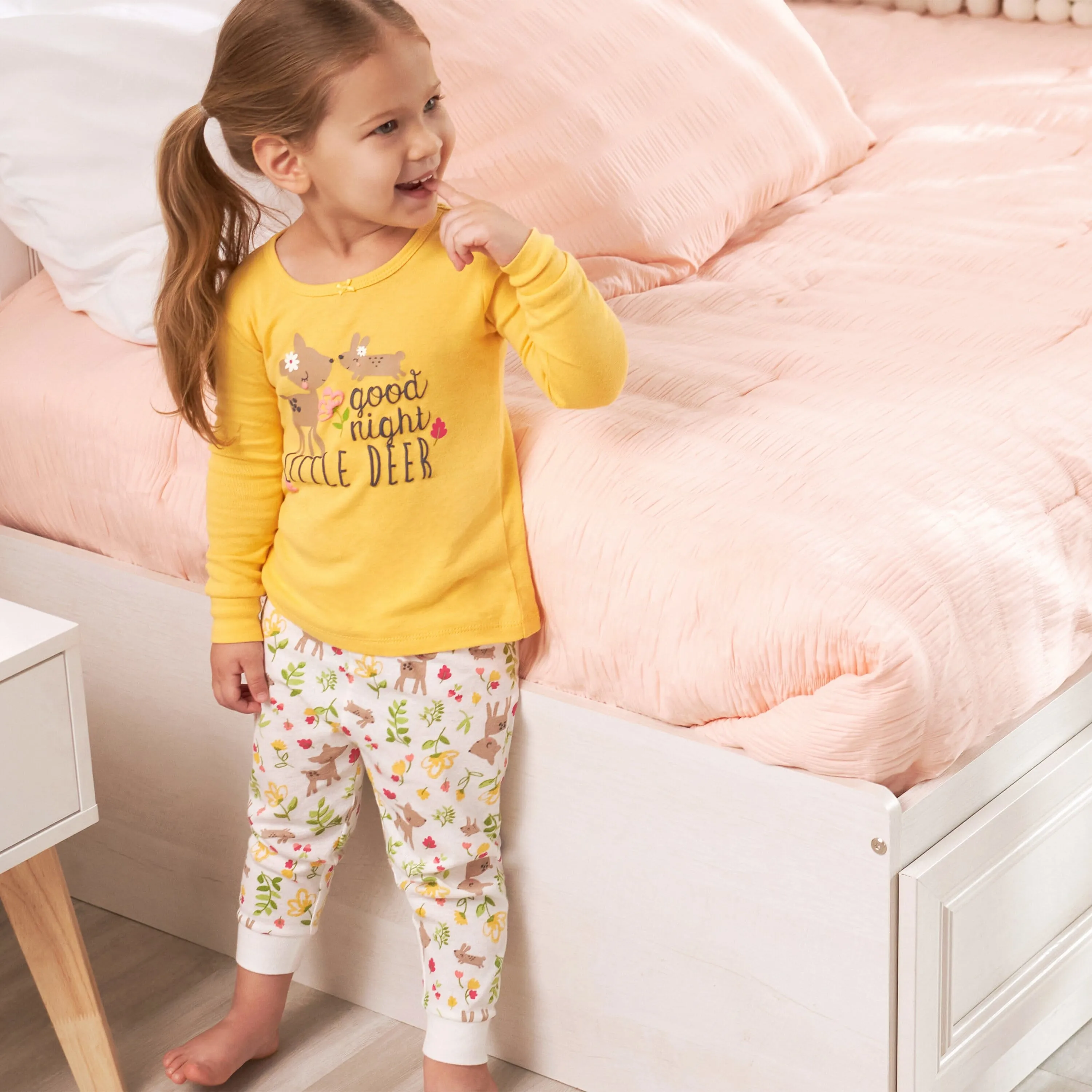4-Piece Infant & Toddler Girls Deer Snug Fit Cotton Pajamas Gerber Childrenswea