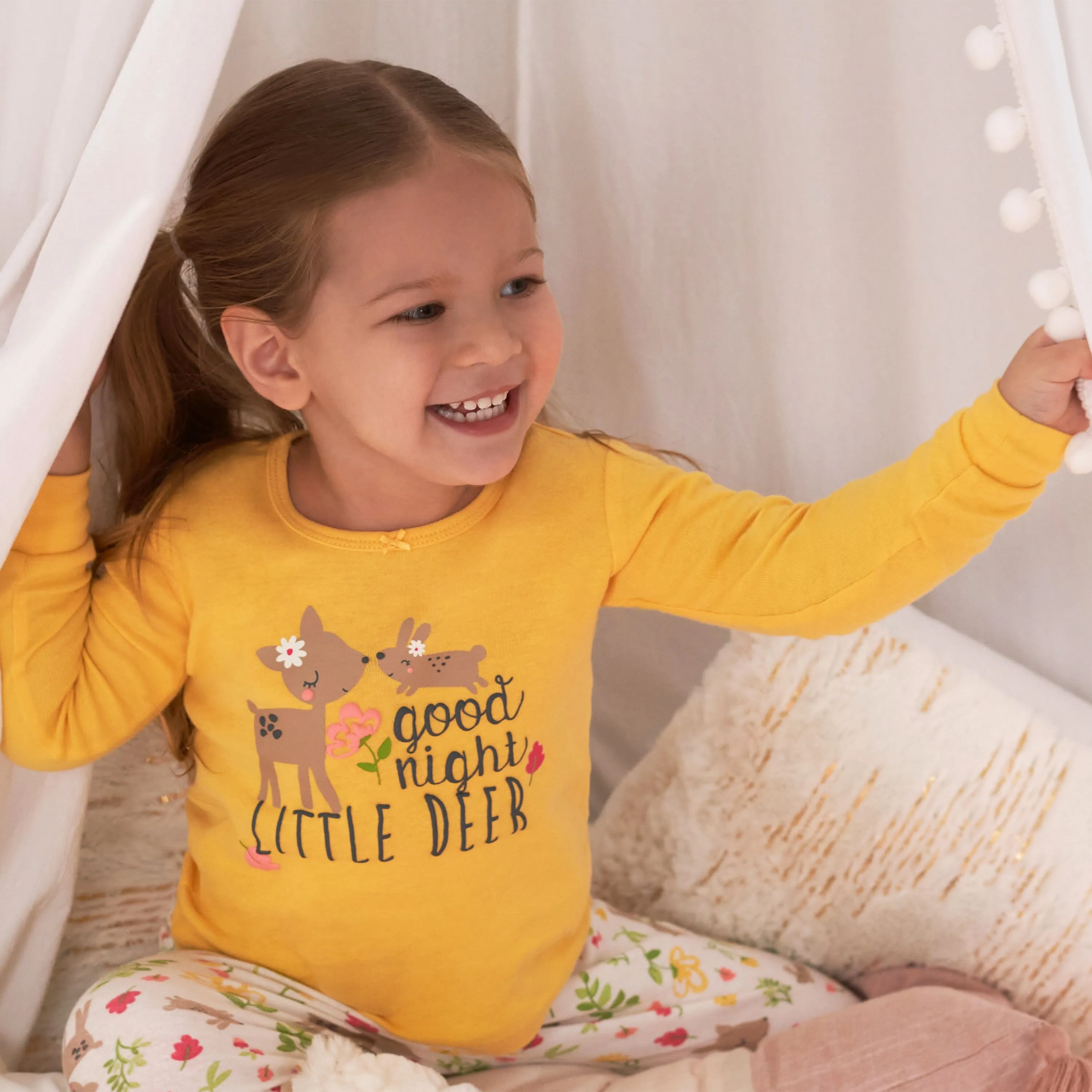 4-Piece Infant & Toddler Girls Deer Snug Fit Cotton Pajamas Gerber Childrenswea