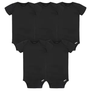 5-Pack Baby Black Ribbed Onesies Bodysuits Gerber Childrenswea