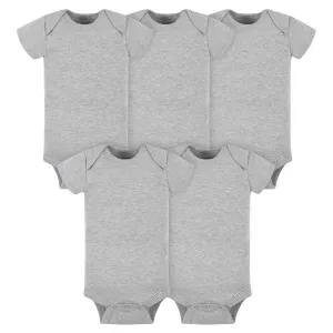 5-Pack Baby Neutral Gray Heather Ribbed Onesies Bodysuits Gerber Childrenswea