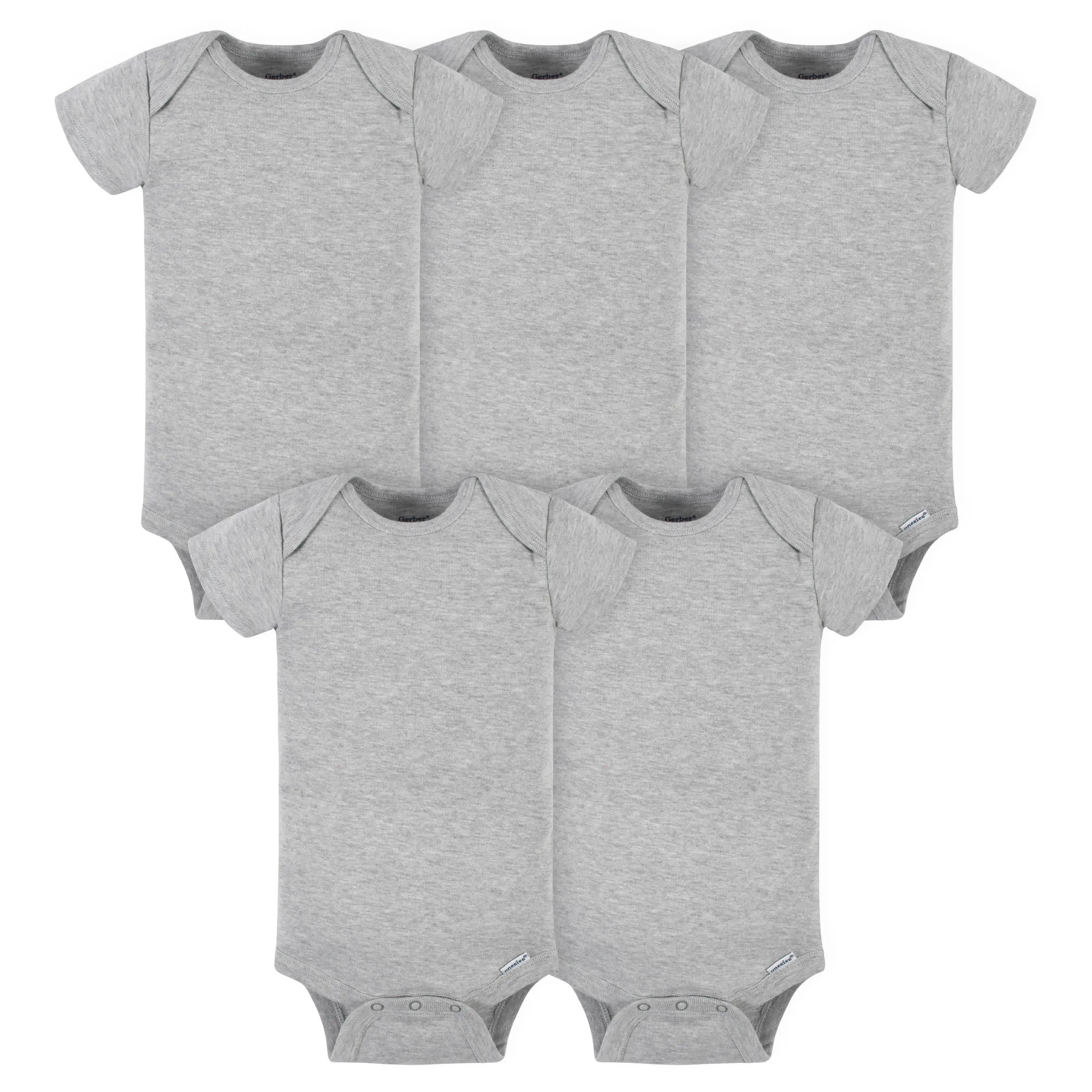 5-Pack Baby Neutral Gray Heather Ribbed Onesies Bodysuits Gerber Childrenswea