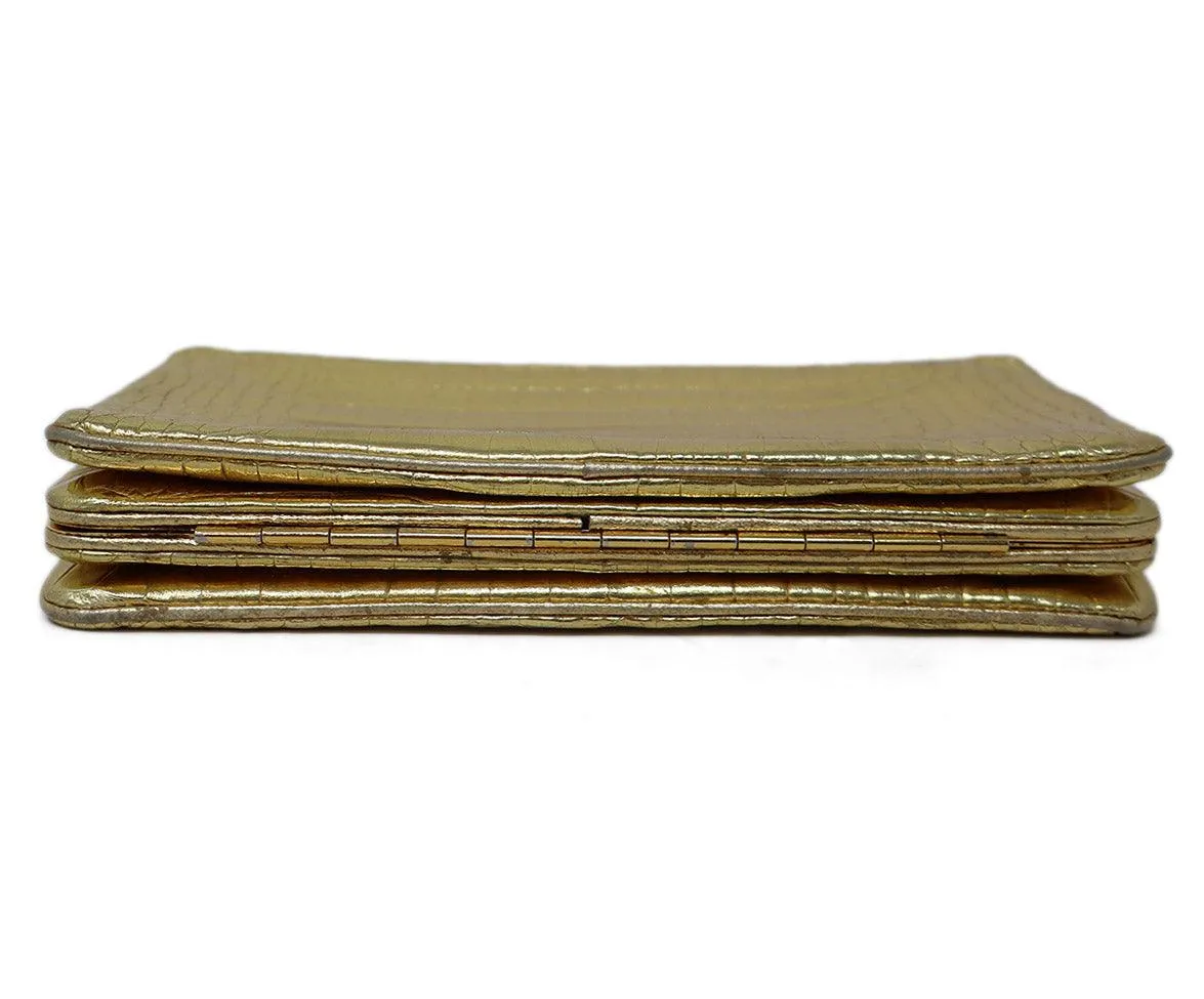Alexandra Knight Gold Crocodile Leather Clutch