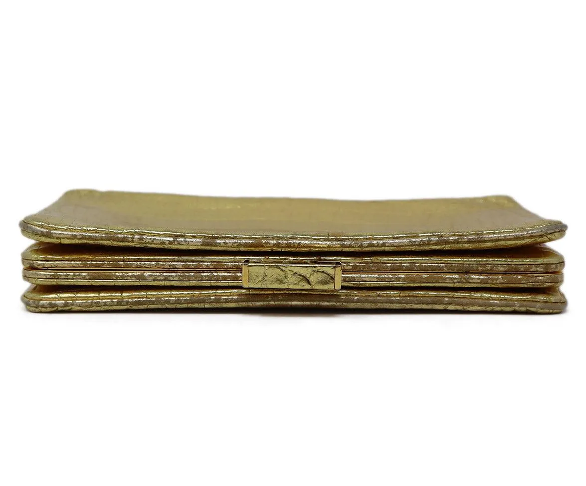 Alexandra Knight Gold Crocodile Leather Clutch