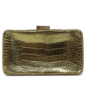 Alexandra Knight Gold Crocodile Leather Clutch