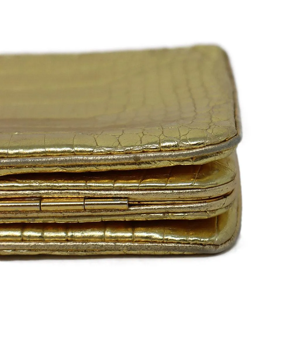 Alexandra Knight Gold Crocodile Leather Clutch