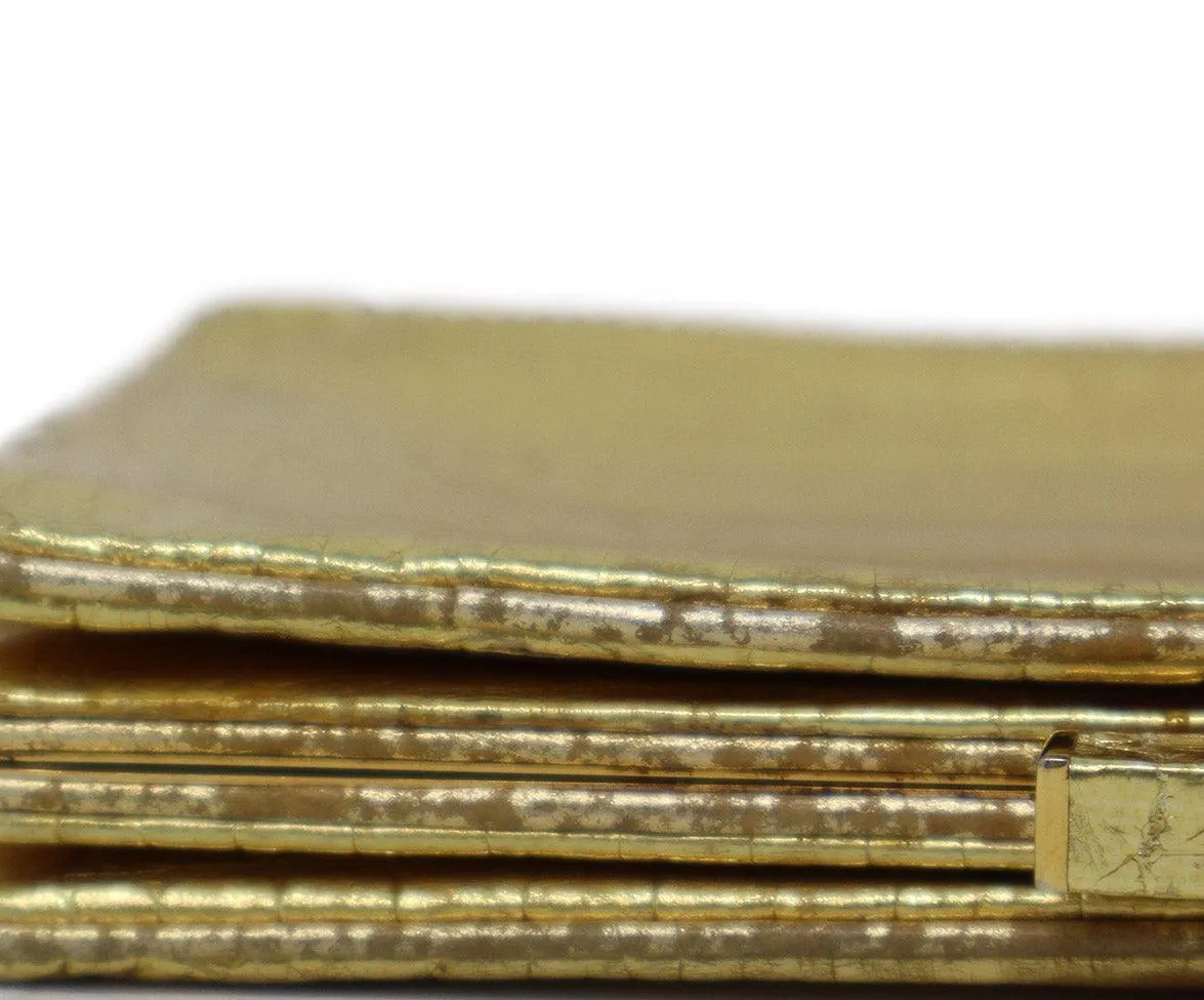 Alexandra Knight Gold Crocodile Leather Clutch