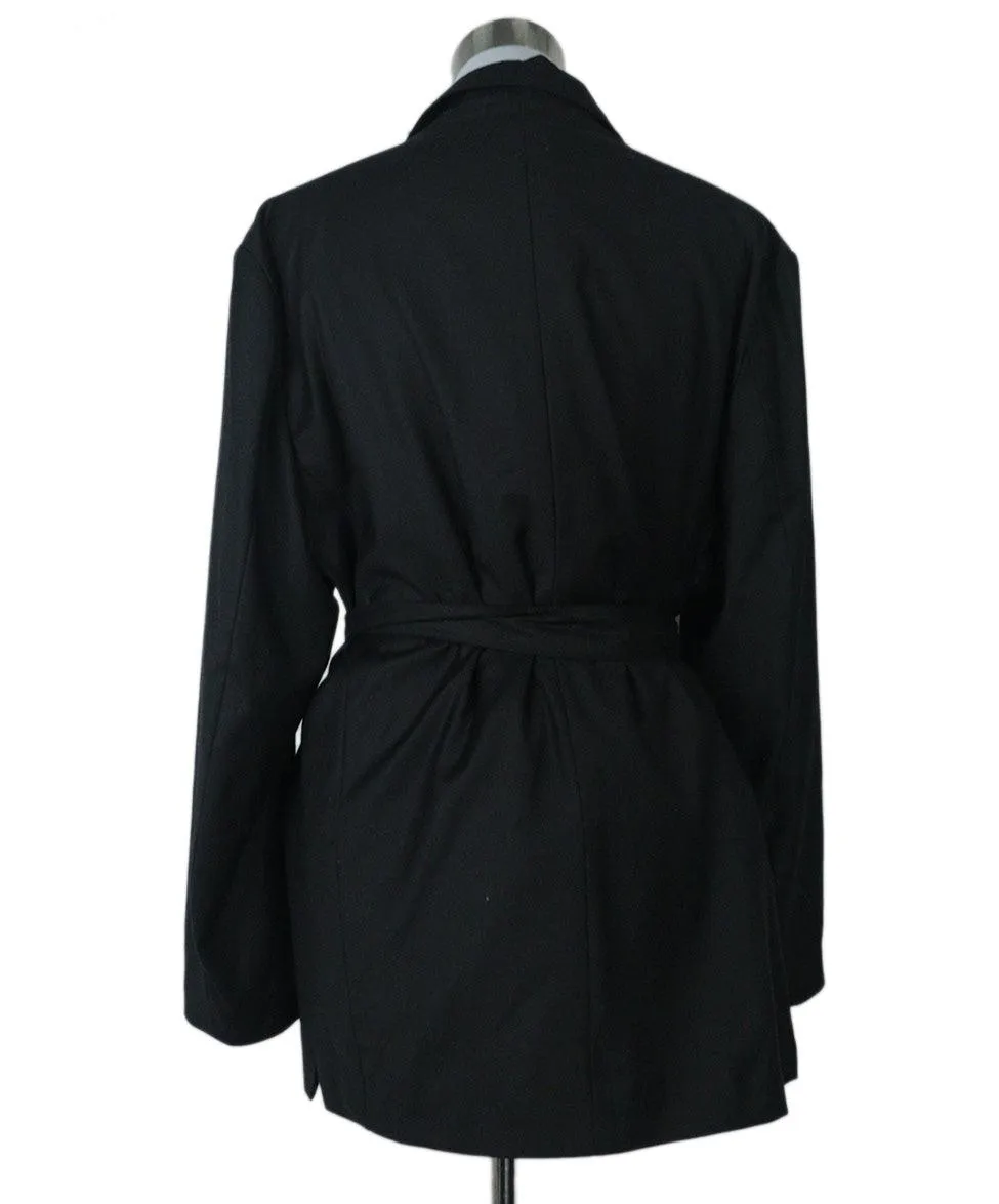 Alter Black Wool & Silk Blazer w/ Belt
