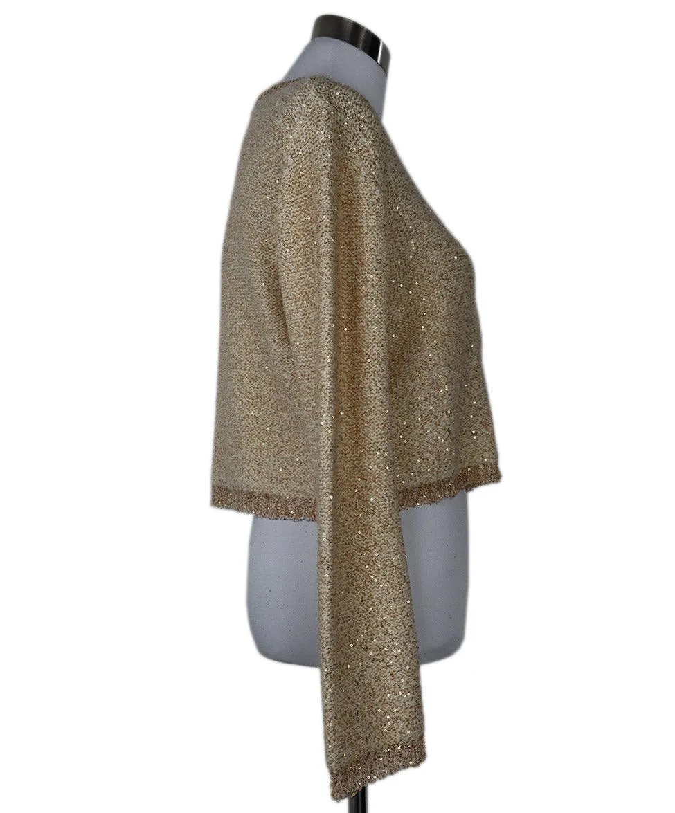Altuzarra Beige Wool & Gold Sequin Cardigan sz 4