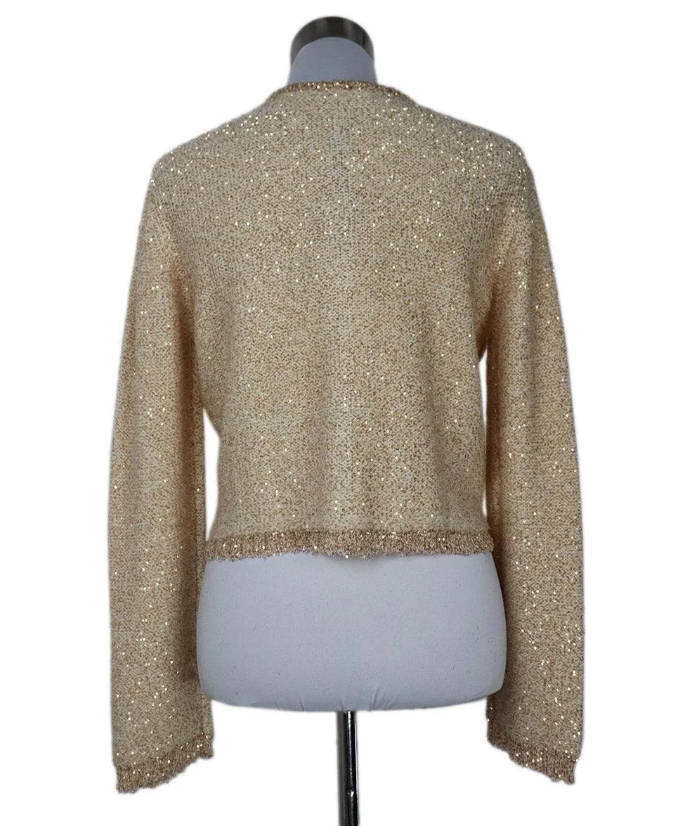 Altuzarra Beige Wool & Gold Sequin Cardigan sz 4