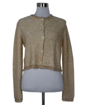 Altuzarra Beige Wool & Gold Sequin Cardigan sz 4