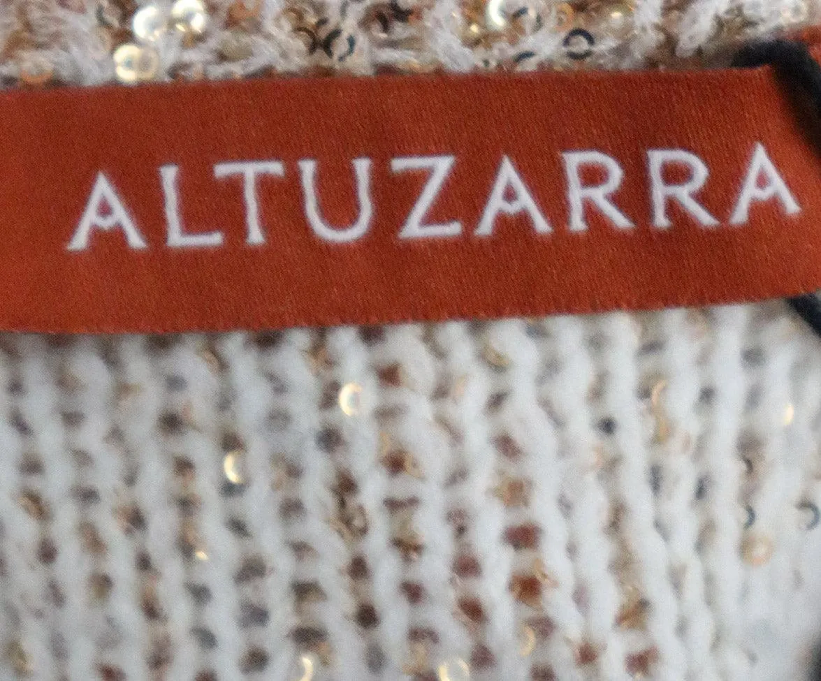 Altuzarra Beige Wool & Gold Sequin Cardigan sz 4