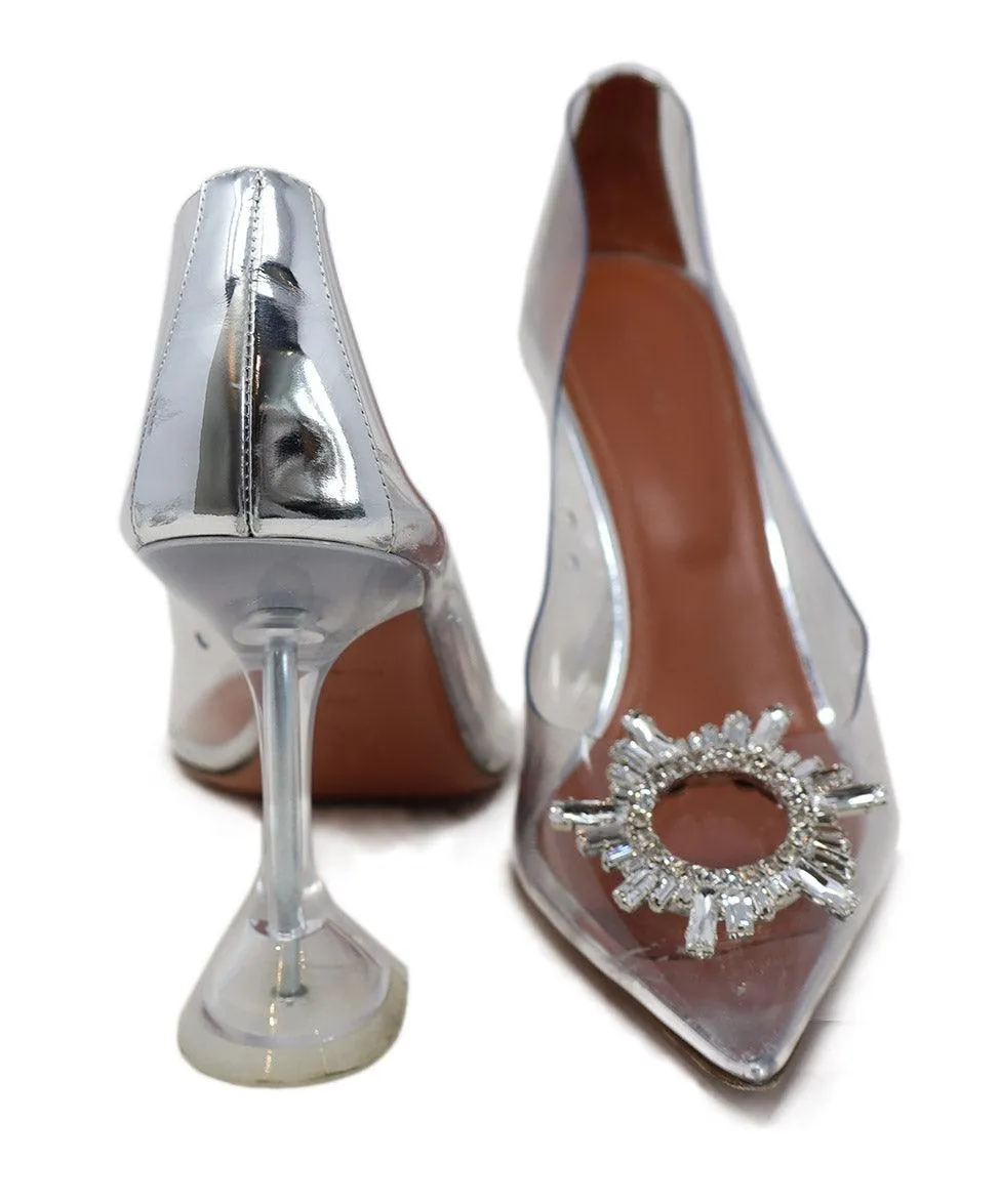 Amina Muaddi Clear PVC & Rhinestone Heels sz 11.5