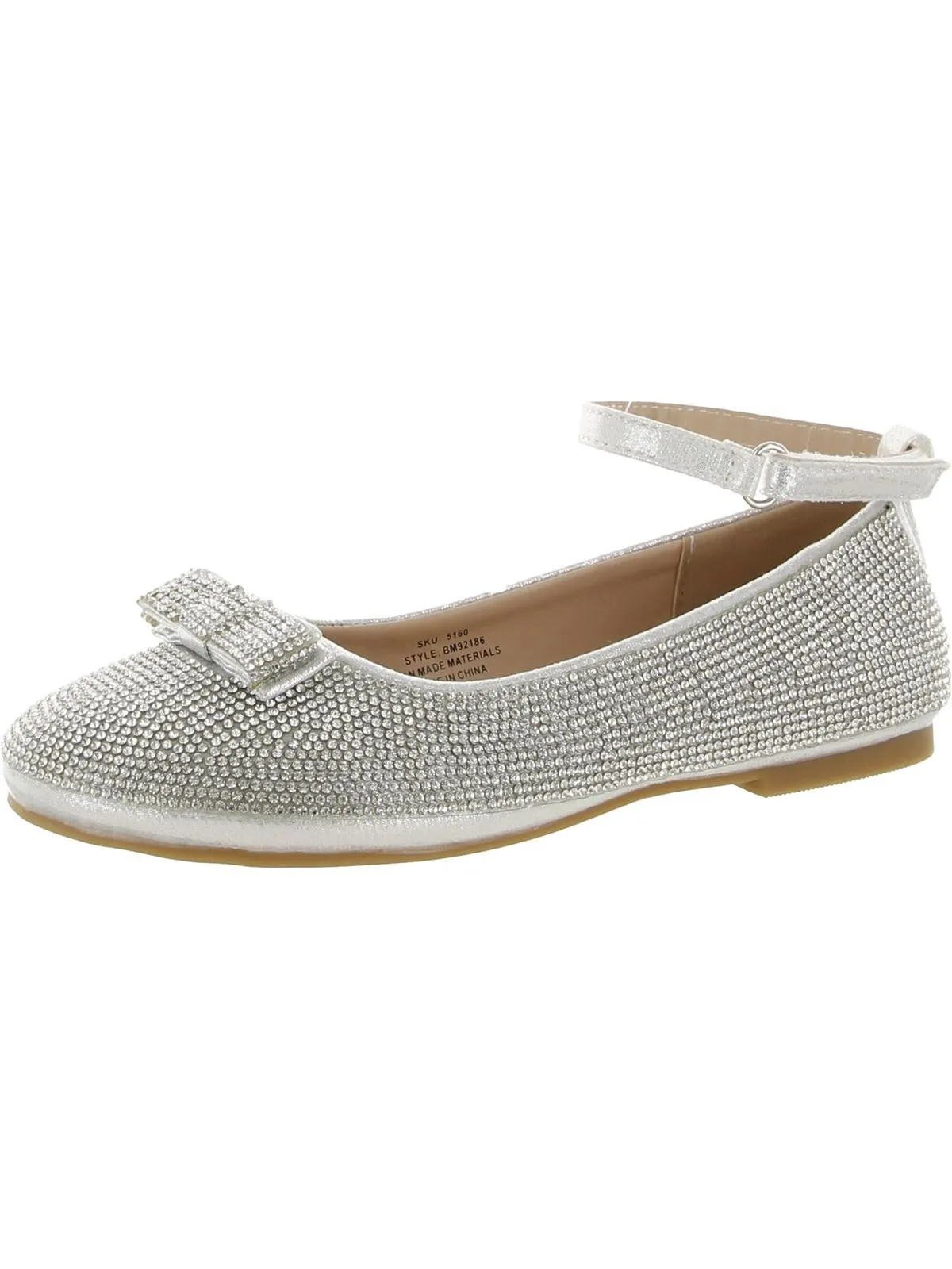 Ballerina Girls Rhinestone Ankle Strap Ballet Flats