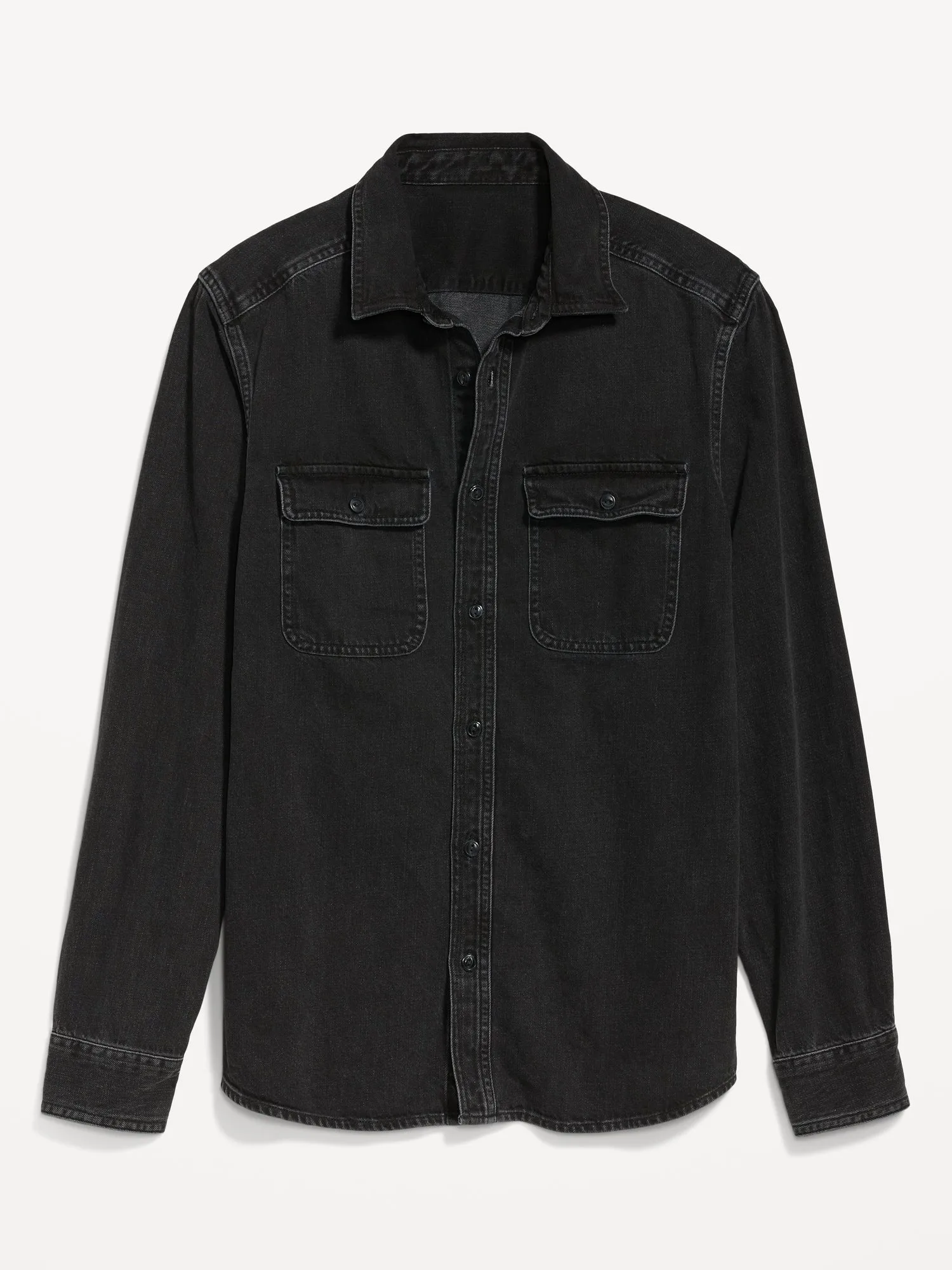 Black Jean Utility Workwear Shirt for Men