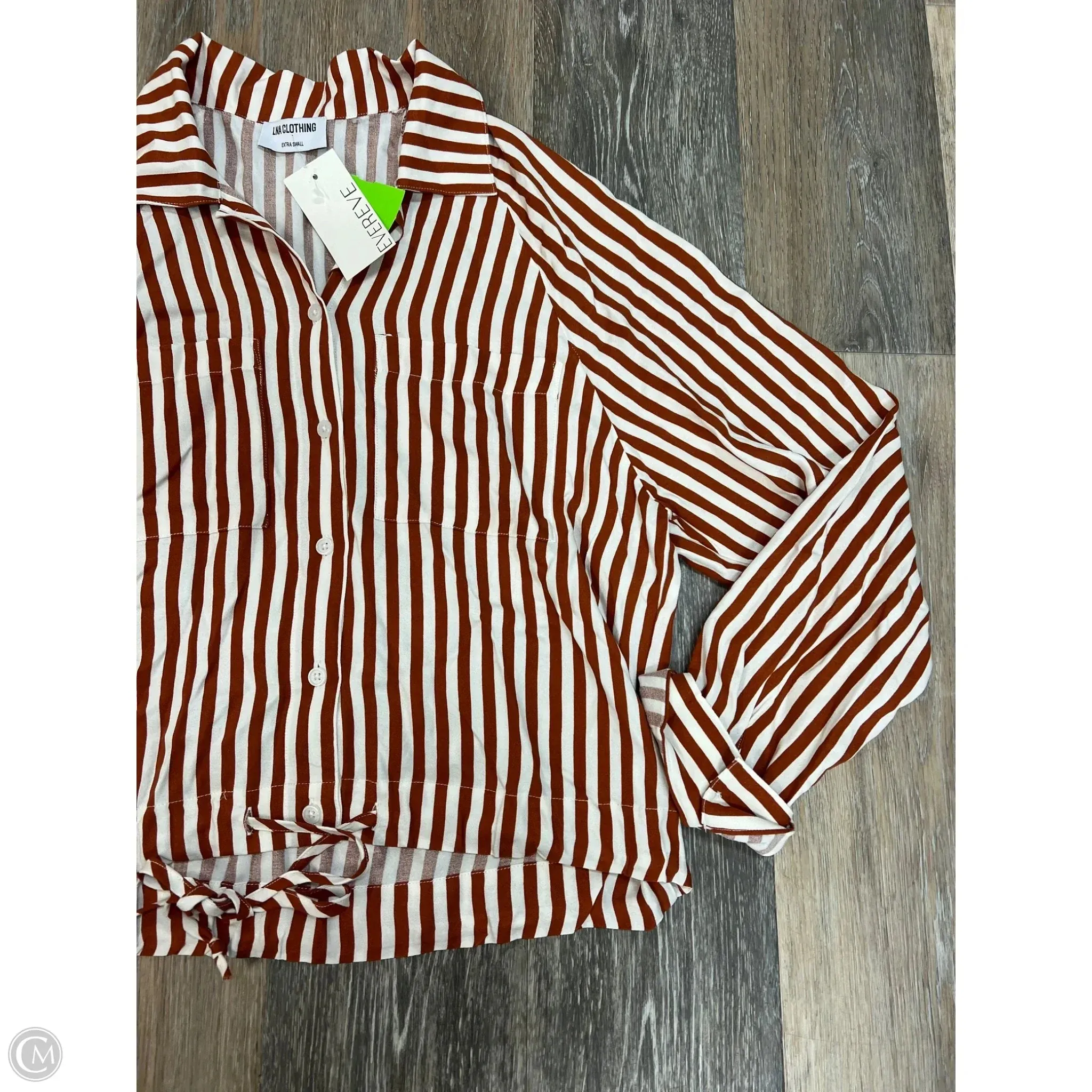 Blouse Long Sleeve By LNA Clothing In Striped Pattern, Size: Xs