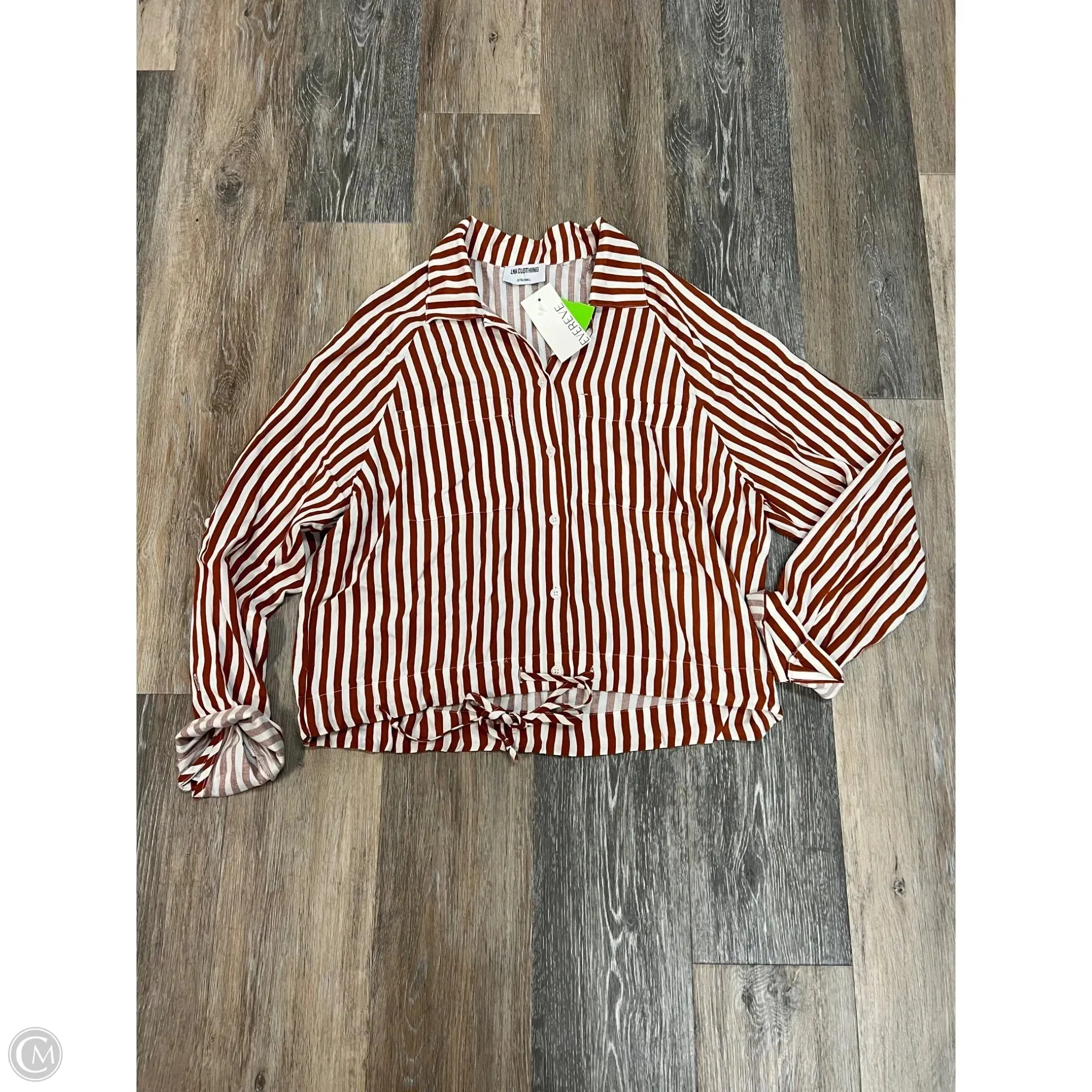 Blouse Long Sleeve By LNA Clothing In Striped Pattern, Size: Xs