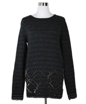 Bottega Veneta Charcoal Cashmere Studs Sweater sz 6