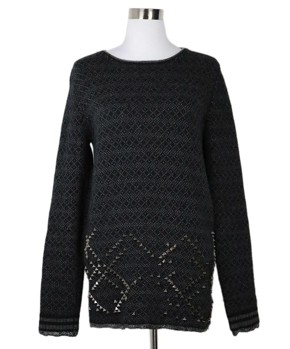 Bottega Veneta Charcoal Cashmere Studs Sweater sz 6