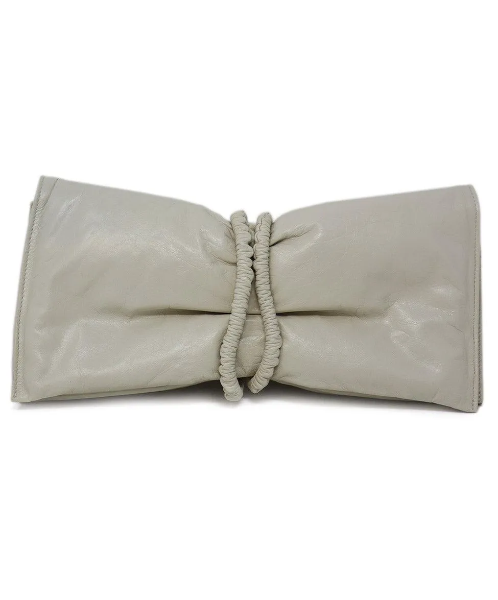 Bottega Veneta Ivory Leather Clutch