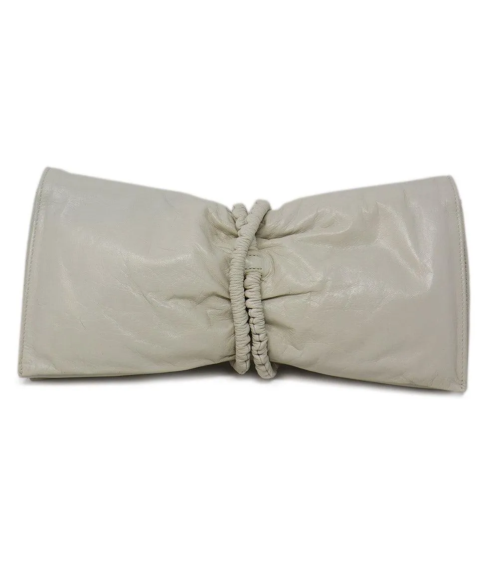 Bottega Veneta Ivory Leather Clutch