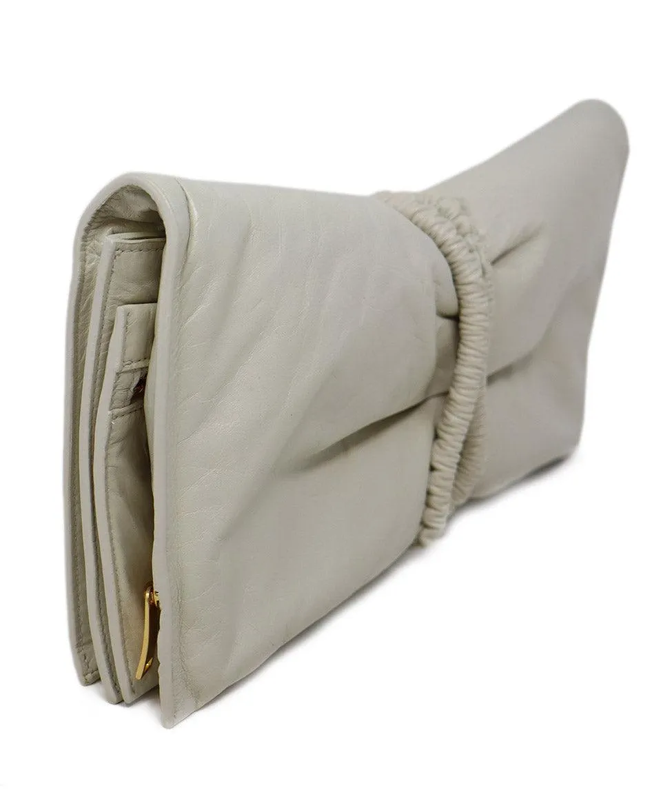 Bottega Veneta Ivory Leather Clutch