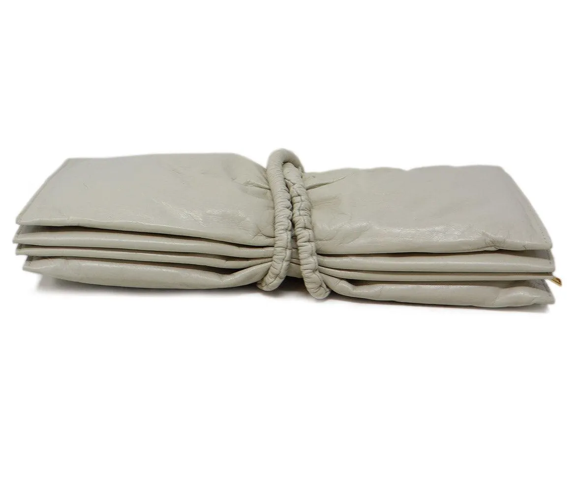 Bottega Veneta Ivory Leather Clutch