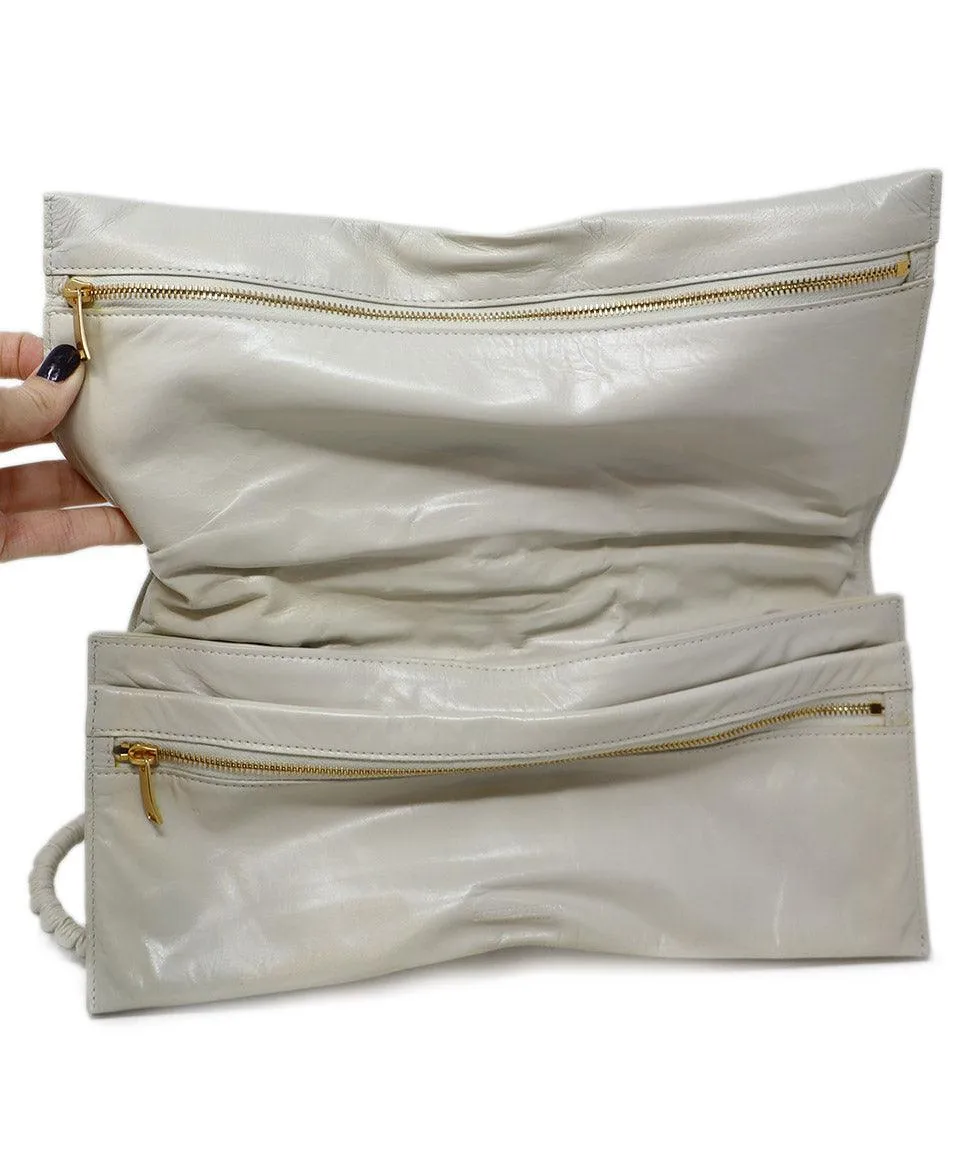 Bottega Veneta Ivory Leather Clutch