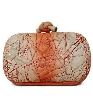 Bottega Veneta Vintage White & Peach Leather Knot Clutch