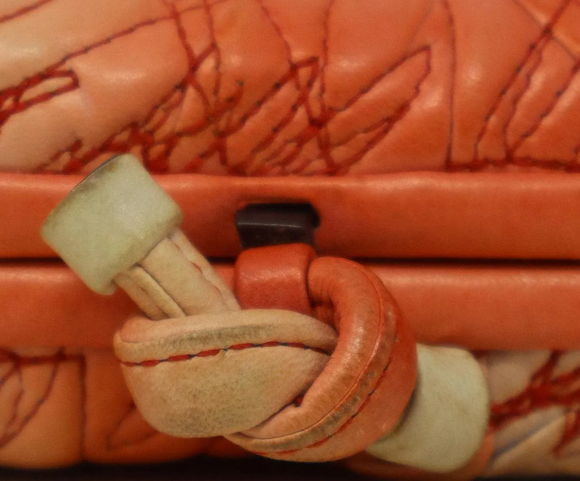Bottega Veneta Vintage White & Peach Leather Knot Clutch