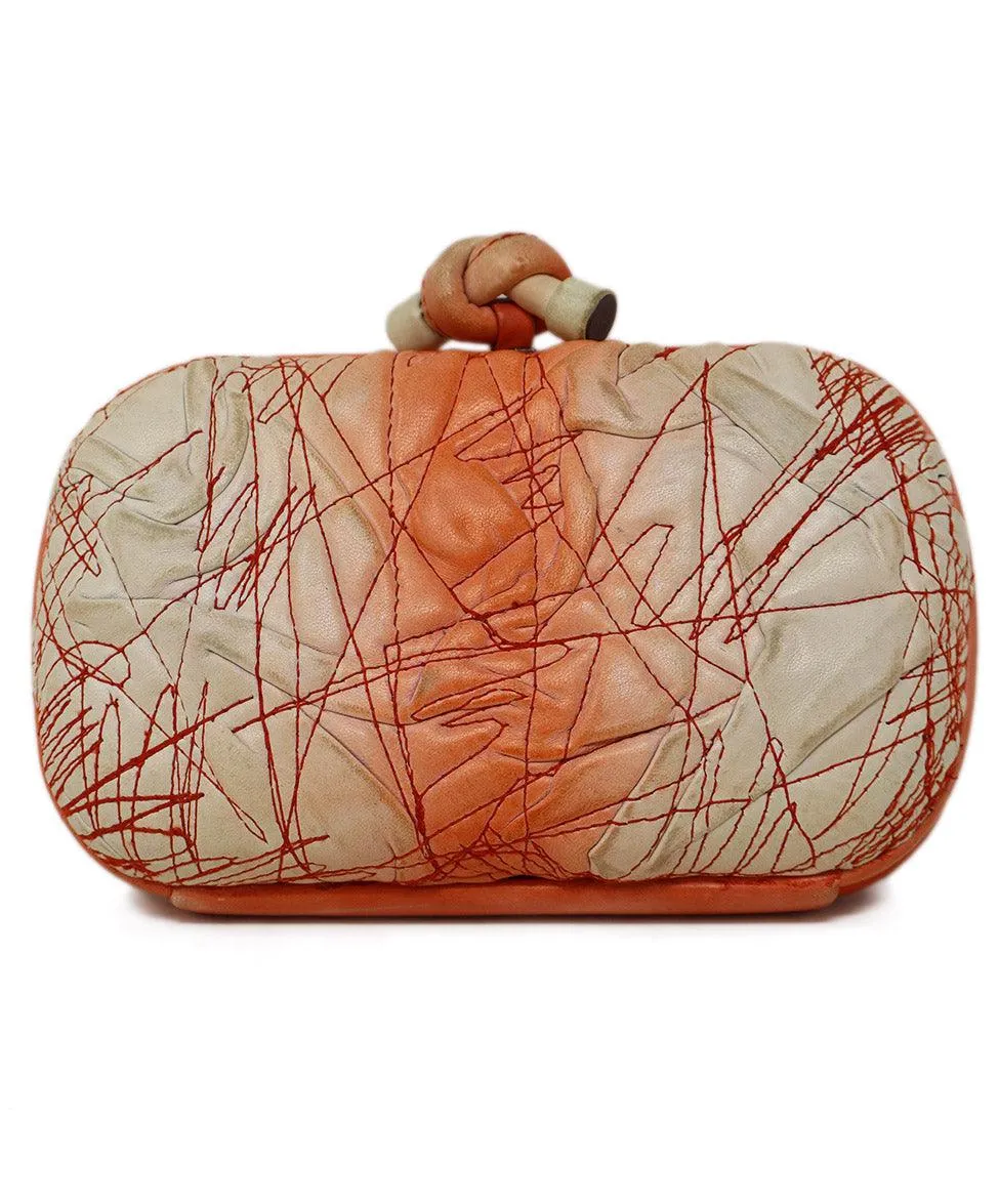 Bottega Veneta Vintage White & Peach Leather Knot Clutch