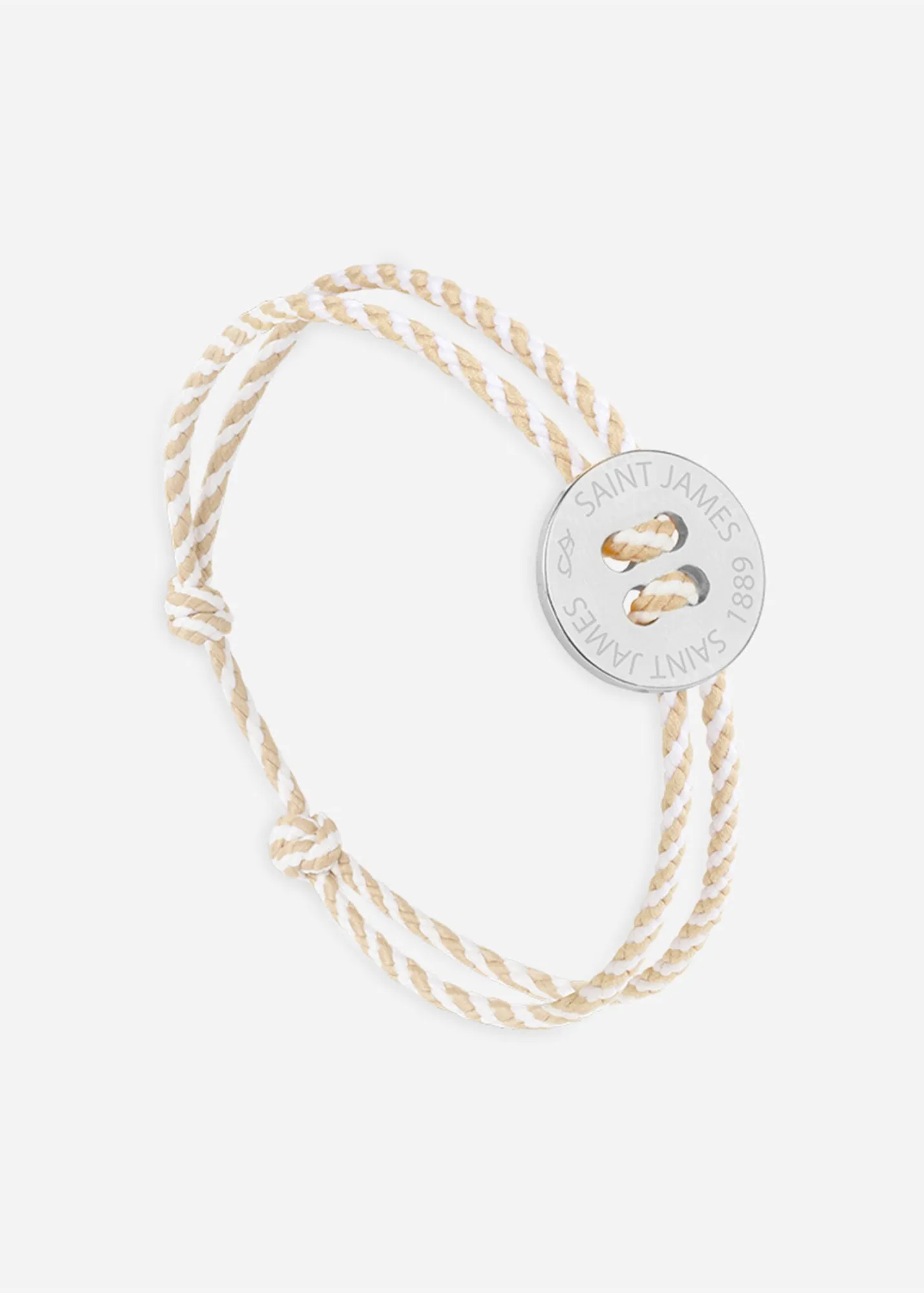 Bracelet lien Bouton - SAINT JAMES x Le Vent  la franaise (ARGENT/RAYE BLANC/BEIGE)