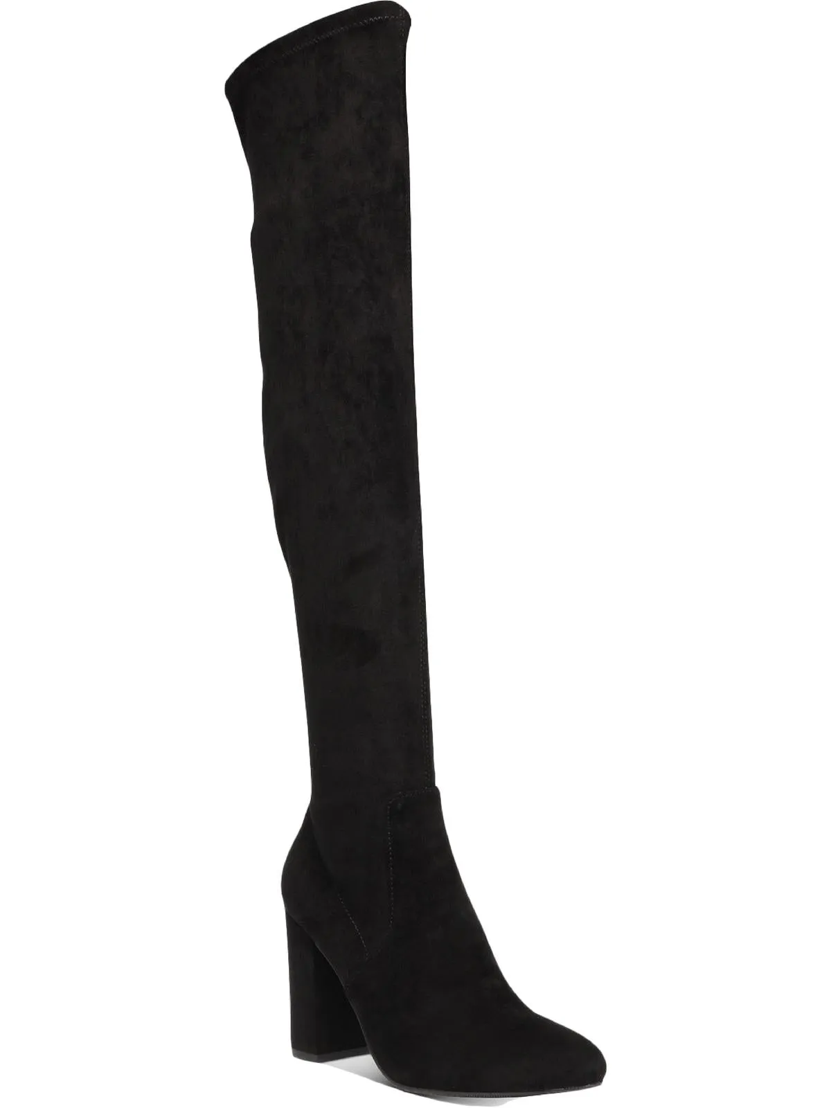 Bravy Womens Microsuede Block Heel Over-The-Knee Boots