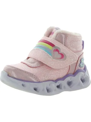Brilliant Rainbow Girls Faux Leather Glitter Light-Up Shoes