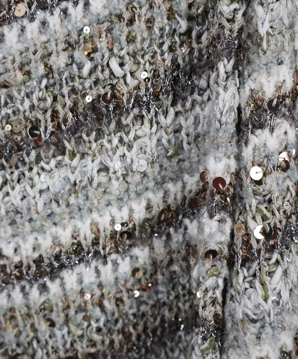 Brunello Cucinelli Beige Knit Sequin Cardigan sz 14