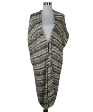 Brunello Cucinelli Beige Knit Sequin Cardigan sz 14