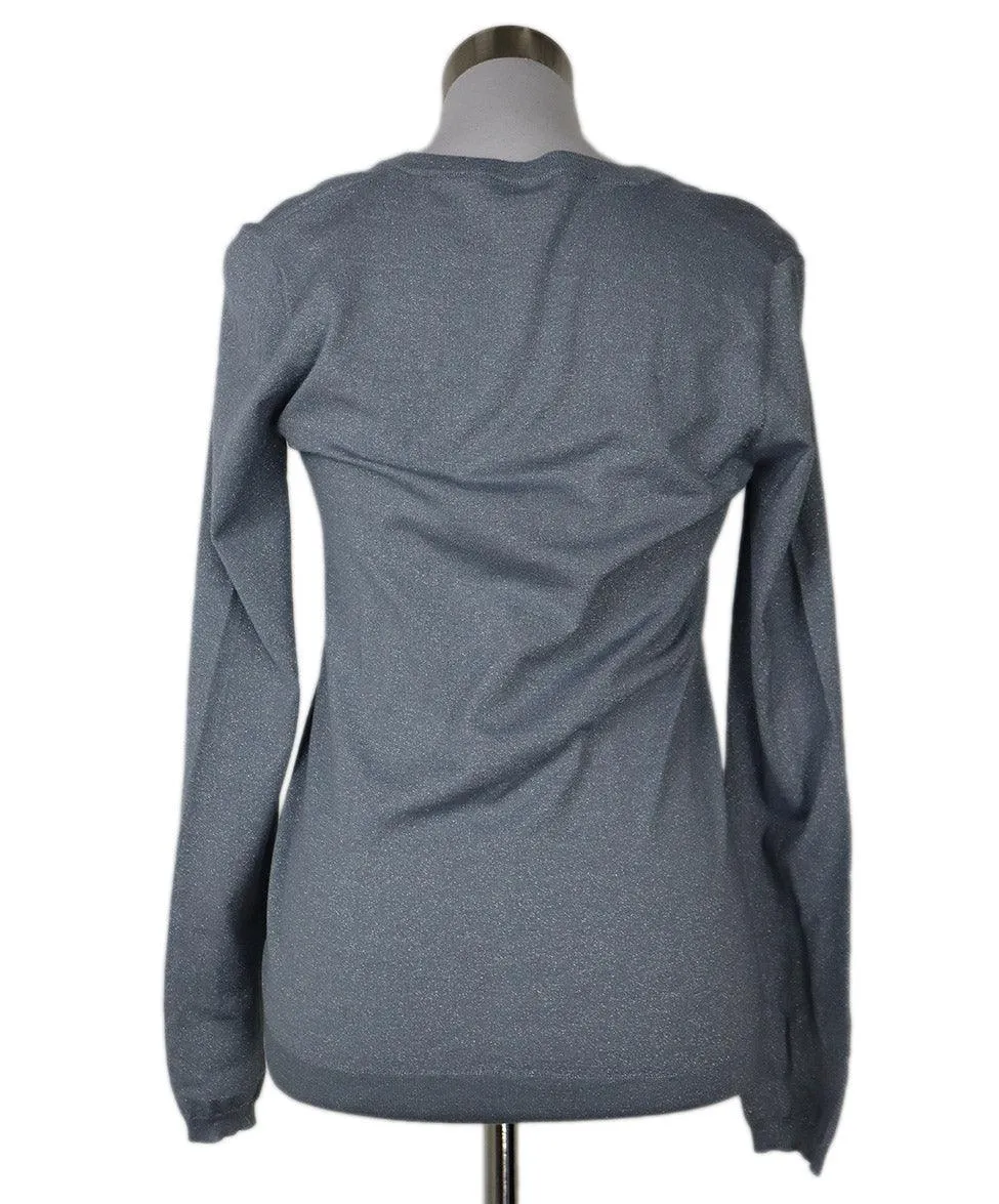 Brunello Cucinelli Blue & Silver Cashmere Sweater sz 6