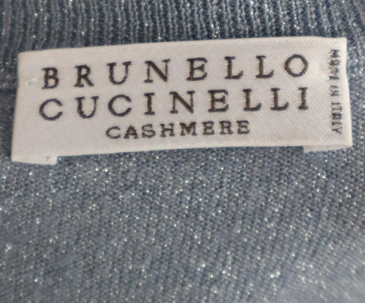 Brunello Cucinelli Blue & Silver Cashmere Sweater sz 6