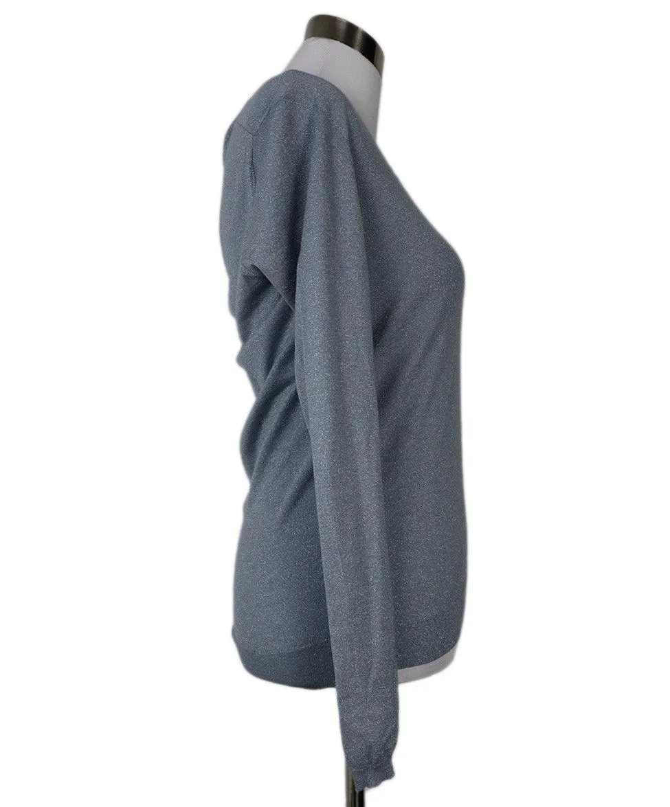 Brunello Cucinelli Blue & Silver Cashmere Sweater sz 6