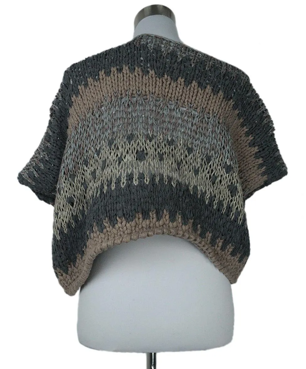 Brunello Cucinelli Grey & Taupe Cropped Sweater sz 4