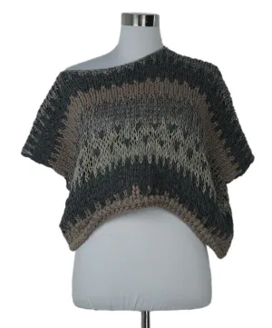 Brunello Cucinelli Grey & Taupe Cropped Sweater sz 4