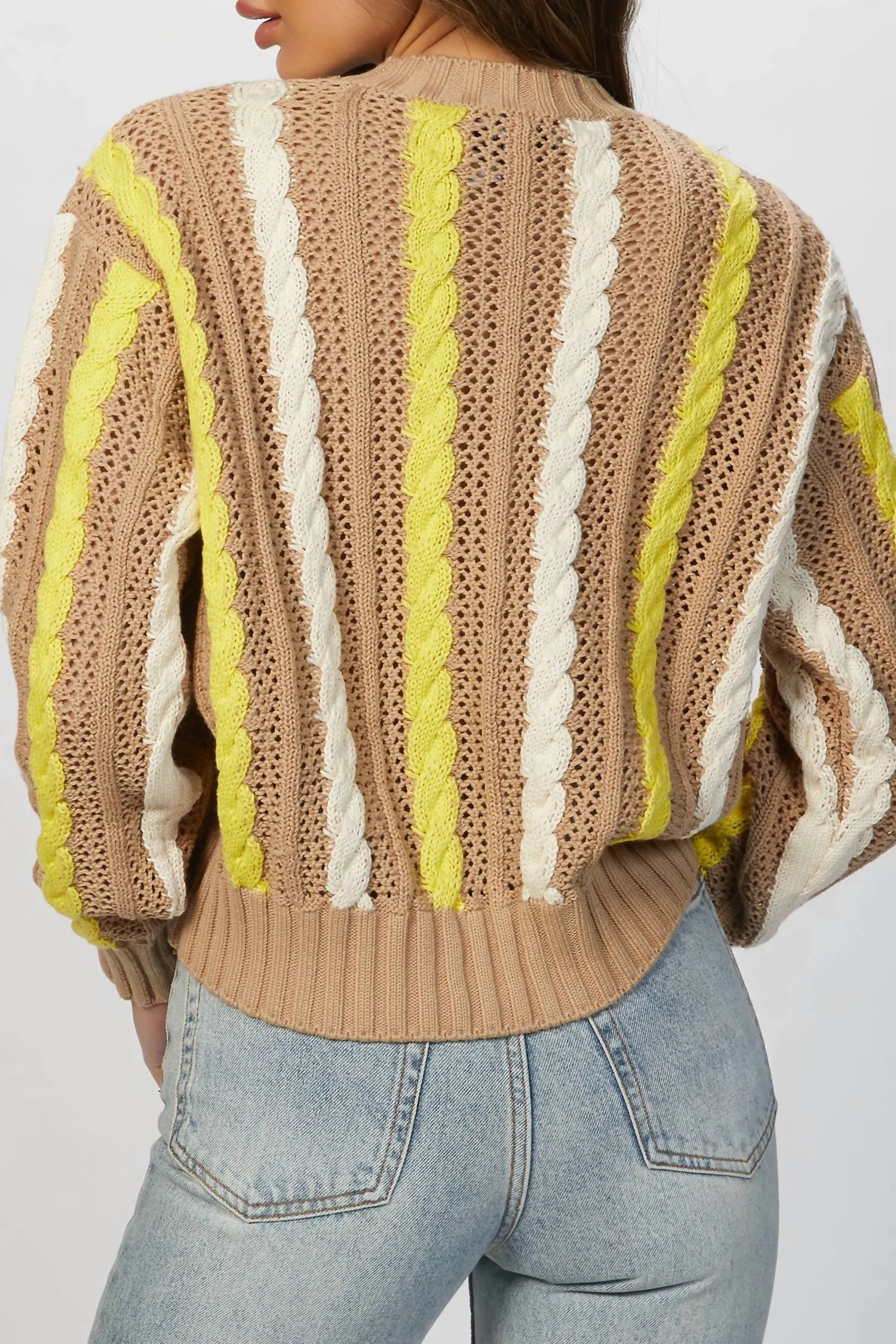 Cable-Knit Sweater In Beige