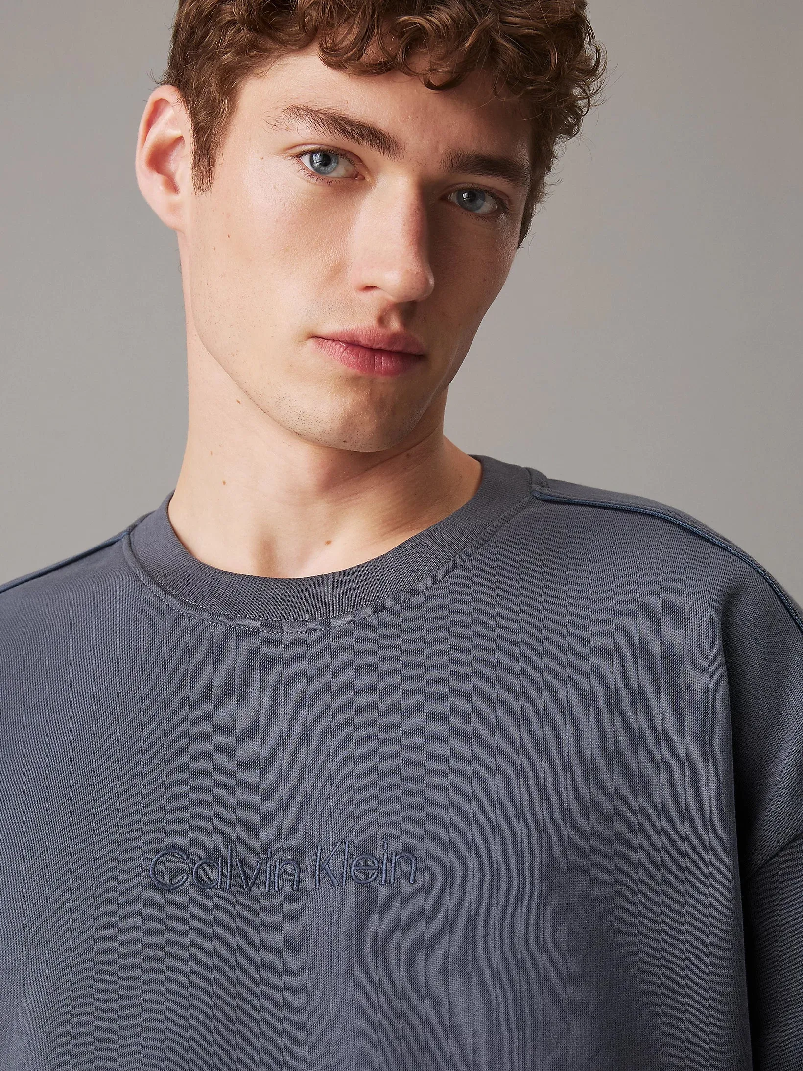 Calvin Klein COTTON FLEECE Mens Sweatshirt Turbulence / Ink