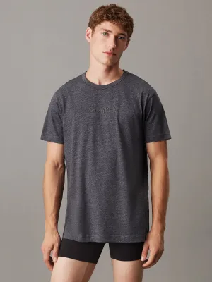 Calvin Klein LOGO COTTON Mens Crew Neck T Shirt Dark Grey Heather