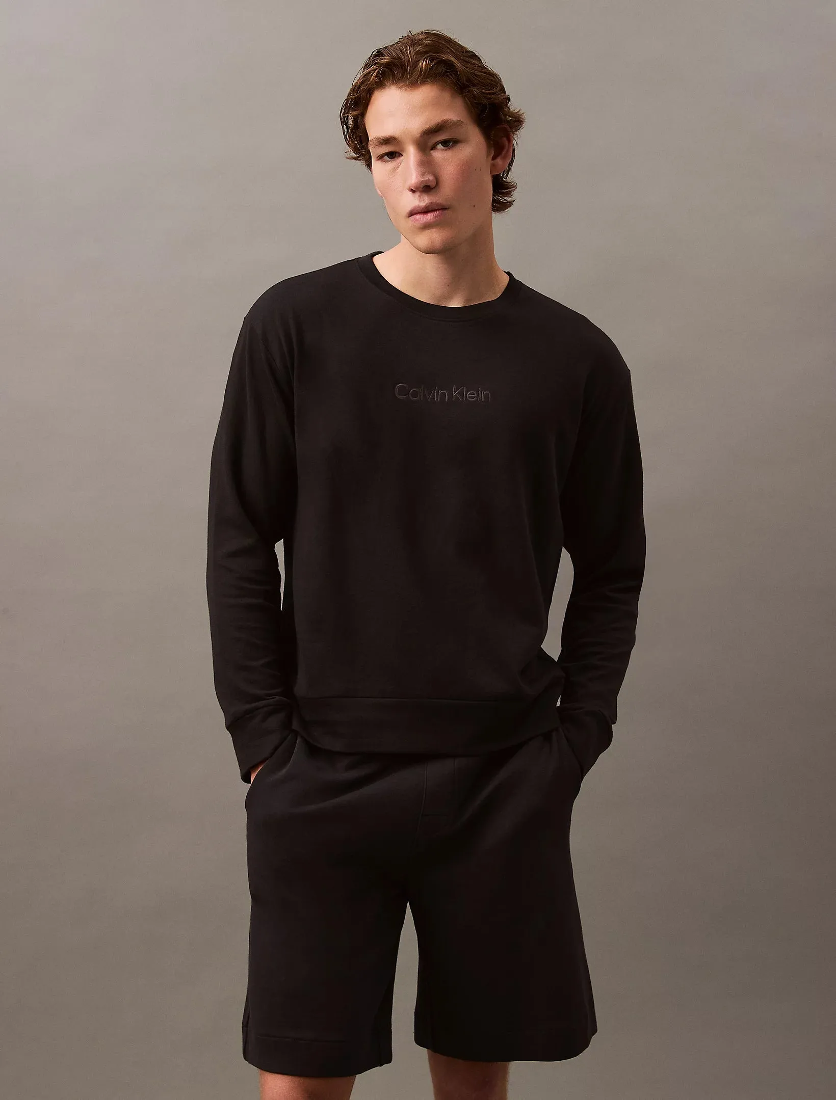 Calvin Klein MODERN TERRY Mens Sweatshirt Black